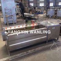Mesin Cuci Sayur dan Buah Otomatis WLC 4kw, Stainless Steel, untuk Mengupas dan Membersihkan Ubi, Talas, dan Kentang Manis
