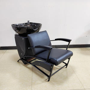 Fauteuil <span class=keywords><strong>de</strong></span> lavage <span class=keywords><strong>de</strong></span> cheveux professionnel confortable en fer noir pour salon <span class=keywords><strong>de</strong></span> coiffure et barbier, vente en gros à prix abordable - Product Image 1