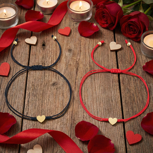 <span class=keywords><strong>Bracelet</strong></span> de couple Go2boho pour la Saint-Valentin, charme en forme de cœur, cordon rouge et noir, bijoux réglables pour les amoureux - Product Image 4