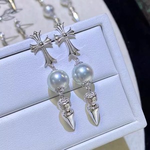 22477 Accesorios de Perlas DIY, Pendientes de Plata S925 con Forma de Corazón y Cuentas Redondas de 7-10mm, Diseño Hueco Tokro - Product Image 1