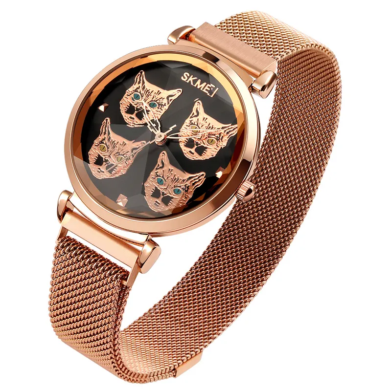 Skmei 1767-reloj con diseño de gato para mujer, relojes de lujo para mujer