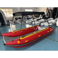 Bateau pneumatique catamaran Reachsea pour 6 personnes, 4 m, couleur rouge, plancher gonflable pour la pêche