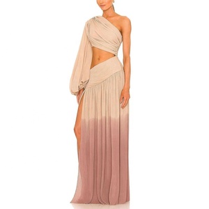 Tongrui <span class=keywords><strong>Abito</strong></span> <span class=keywords><strong>Lungo</strong></span> da Donna di Alta Qualità Personalizzato, <span class=keywords><strong>Monospalla</strong></span>, Manica Lunga, <span class=keywords><strong>con</strong></span> <span class=keywords><strong>Spacco</strong></span>, Plissettato, Sexy, Casual - Product Image 3