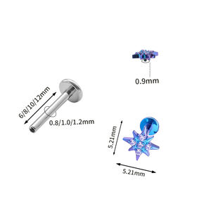 एस्टम f136 टाइटेनियम मिश्र धातु स्टार डेविड इयररिंग्स के साथ 5 ए ज़िरकॉन इनले सुरुचिपूर्ण और फैशनेबल भेदी - Product Image 4