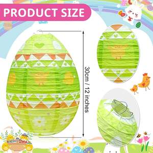 Lanternes en papier pour Pâques, décoration suspendue, lanternes en papier pour fête de Pâques, lanternes en papier en forme d'œuf, lanternes en papier pour le printemps et Pâques - Product Image 3