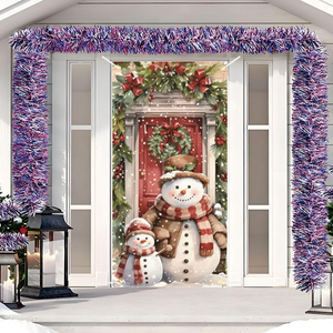 Giáng sinh vui vẻ mùa đông bông tuyết người tuyết cây thông rừng nhiếp ảnh nền chúc mừng năm mới Banner Trang trí - Product Image 1