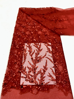 Tissu en dentelle française de luxe NI.AI de haute qualité avec perles et sequins, broderie nigériane pour robe de mariée