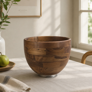 <span class=keywords><strong>Bol</strong></span> à pétrir moderne en bois de noyer naturel pour accessoires de robot pâtissier, durable, écologique, taille personnalisée, ensemble de bols avec logo - Product Image 1