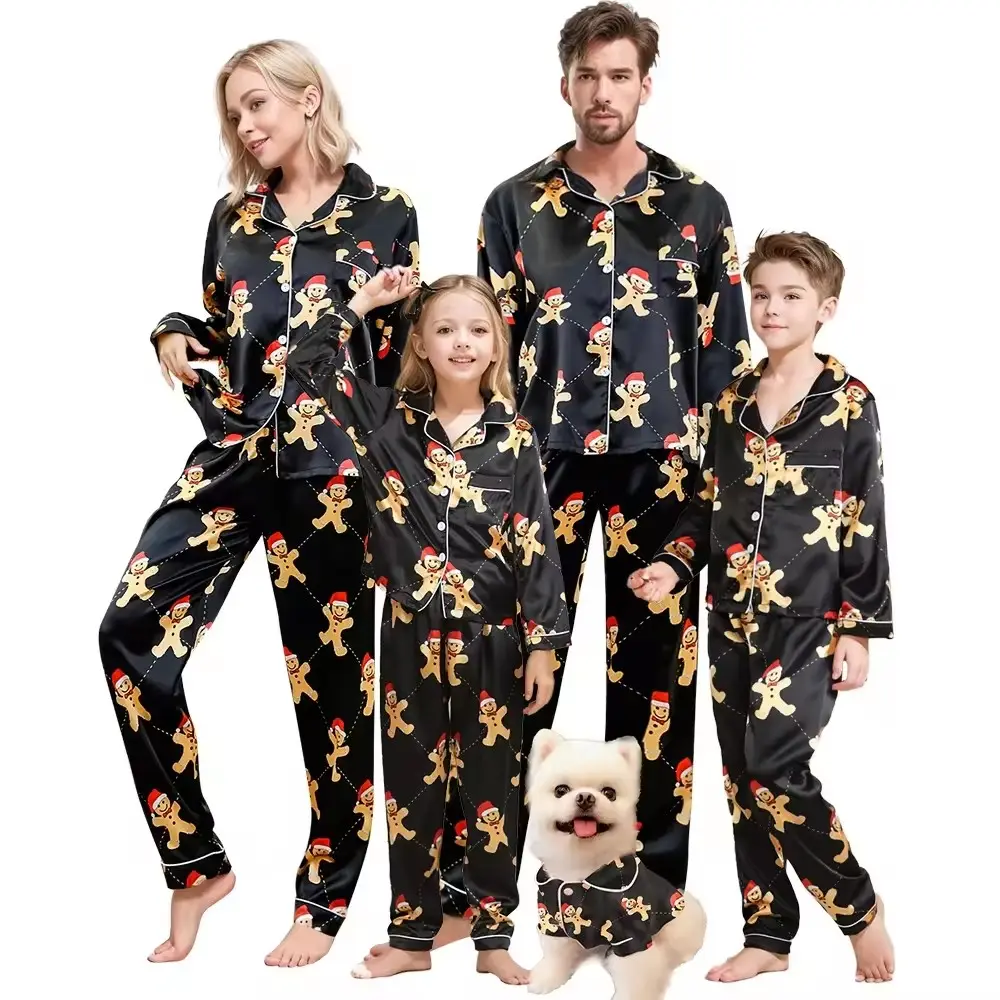 Winter Custom Print Christmas Men Kid Women Full Length Pjs Pajamas Pet Pj Set For Family Matching Pijamas