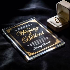 Luxury Printed Acrylic Wedding Invitation with Metallic Ink or Foil, Heirloom Keepsake for Destination Wedding and Anniversaries - Product Image 3