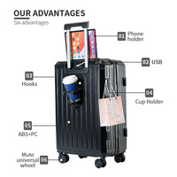 OEM/ODM Ensembles de bagages de voyage à coque dure au design de luxe à rayures avec roues pivotantes Valises de voyage Trolley Bagages portables