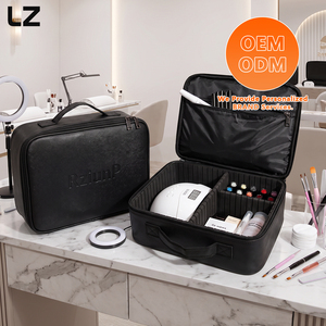 Sac de beauté LZ avec logos personnalisés, sac organisateur pour accessoires de manucure, 2 couches, poches détachables, portable, pour <span class=keywords><strong>kit</strong></span> de manucure - Product Image 1