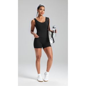 Women 2 Piece Workout Set <b>Crop</b> Tank <b>Top</b> High Waisted Shorts Athletic Yoga Activewear Spandex Polyester Breathable - Product Image 3