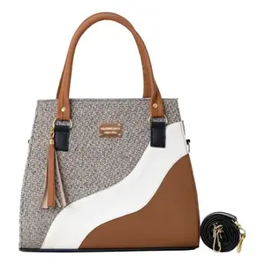 Bolso de yute para mujer Fana Harlow Camel, bolso de algodón ecológico duradero, mango largo, pantalla de letras de leopardo mediana para publicidad - Product Image 4