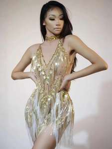 Costume de danse latine à franges dégradées Iris, robe de performance de talent, costume de performance de bal - Product Image 2