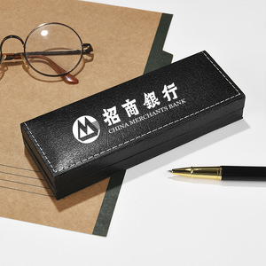 Leather <b>Pen</b> Case 175x66x34mm Black Cowhide Gift <b>Box</b> For Business Use Custom Logo Available - Product Image 2