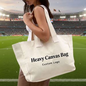 Low MOQ Custom Recyclable Eco-friendly Foldable Large Capacity <b>Canvas</b> Shoulder Long Handle Shopping Bag Football Fans <b>Box</b> - Product Image 1