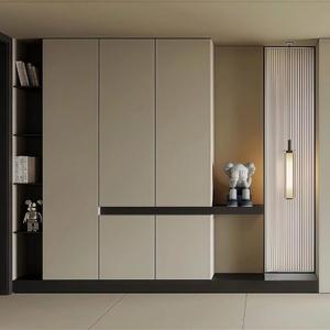 Mueble zapatero oculto <span class=keywords><strong>de</strong></span> pared personalizado, puerta sin tiradores invisible, almacenamiento compacto integrado <span class=keywords><strong>para</strong></span> pasillo estrecho <span class=keywords><strong>de</strong></span> condominio - Product Image 2