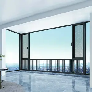 Aluminum Casement Window Soundproof Minimalist Design Vertical Opening Pattern Frame Folding Louver Curtains