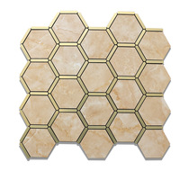 Carreaux muraux en mosaïque composite céramique, motifs variés, à coller, pour murs intérieurs de villas, hôtels, piscines, forme hexagonale - Vente en gros usine