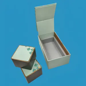 Kotak hadiah teh persegi panjang buatan tangan kustom kemasan kertas untuk 2 botol teh kotak karton yang dapat dilipat dengan kemasan kustom