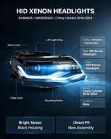 Ensemble de phares de remplacement HID Xenon pour Chevrolet Camaro 2016-2024 84364824 GM2503423 Amélioration