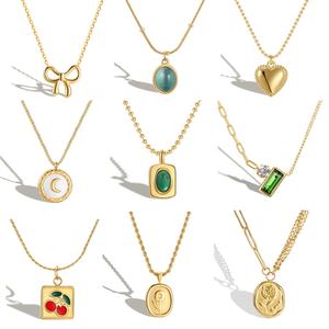 Collier pendentif en acier inoxydable plaqué or 18 carats, style Ins, unisexe, style Europe Amérique, chaîne croisée, bijoux d'anniversaire, vente en gros - Product Image 3