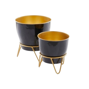 Juego de dos macetas de jardín hechas a mano de fábrica mayorista personalizado exportadores maceta de flores moderna maceta de suelo con acabado esmaltado - Product Image 1