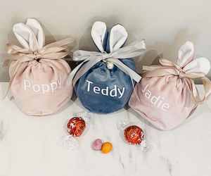 Bolso pequeño de conejo personalizado para decoración de Pascua, cesta de regalo para niños, bolsa de cubo con cordón de terciopelo para boda - Product Image 3