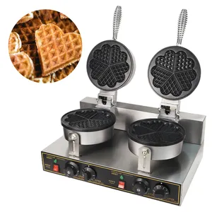 Ticari döner kabarcık Waffle demir elektrikli Waffle makinesi çift Baker Waffle yapma makinesi