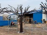 Décoration de simulation d'arbre en bois massif blanc, forme naturelle, branche sèche, tronc d'arbre mort, ornement porte-bonheur