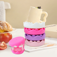 Protège-tasse en silicone à bords ondulés personnalisés, manchon de protection antidérapant pour le fond des tasses, base antichoc pour tasses à café en céramique, réutilisable