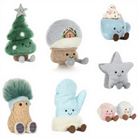 Nouveaux gants de Noël en forme de boule de neige, décorations en peluche pour arbre de Noël, bonbons en coton, étoiles, cacahuètes, poupées