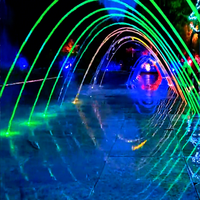 Fontaine musicale à jets sautants en acier inoxydable 304, résistante à l'eau, design moderne, éclairée par LED synchronisées sur la musique, pour jardin de villa extérieur
