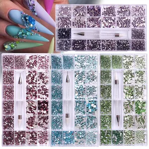 24 Gitter Box Metall Nagel Charms Brief Nagel Kristall Kunst Dekoration für Nagel legierung Herz Schmetterling Strass Schmuck