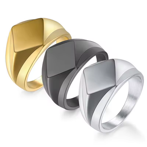 Cincin lapisan emas asli 18K pria, perhiasan grosir desain geometris belah ketupat tidak beraturan untuk pria - Product Image 2