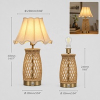 Lampe de table en rotin sans fil rechargeable DC, design simple, abat-jour en tissu festonné, commande tactile, pour décoration de mariage, événements et dîners privés