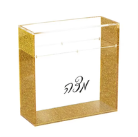 Boîte à Matzah en Acrylique Doré Scintillant, Support à Matzah en Lucite pour Table de Seder de Pessa'h, Décoration de Table de Fête Juive Judaica, Cadeau