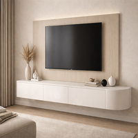 1-Seitiger Japandi Moderner Holz-TV-Ständer R300 Schwebender TV-Schrank für Wohnzimmer
