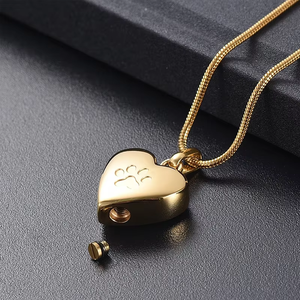 Kalung JCSL Heart Pet <span class=keywords><strong>Ashes</strong></span> Urn dari Baja Anti Karat dengan Rantai Ular untuk Kenang-kenangan Simpati bagi Pemilik Hewan Peliharaan - Product Image 2
