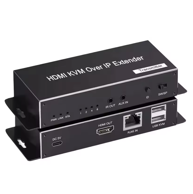 4K HDMI USB KVM Extender TCP/ IP Over Single Cat5e/6/6a/7 up to 200M (656ft), 1080P@120Hz, Keyboard & Mouse Over Network