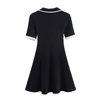 Femmes automne 2025 nouvelle mode décontractée Joker tricot revers mini robe rétro femmes chic robe à manches courtes