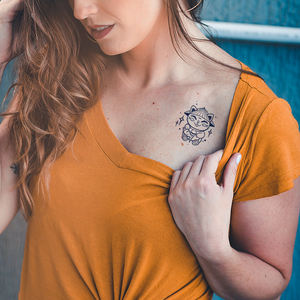 Tatouages temporaires 19 éléments fleur <span class=keywords><strong>chat</strong></span> papillon autocollants faux tatouages pour femmes hommes maquillage du corps autocollants imperméables - Product Image 2