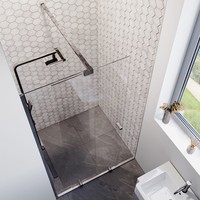 Porte de douche sans cadre en verre trempé en acier inoxydable chromé, glissière silencieuse, certifiée CE, épaisseur 8 mm, conception anti-fuite, salle de bain