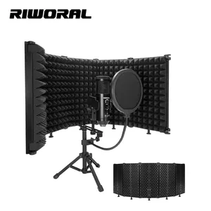 Conjunto de equipo de estudio profesional BV5, micrófono condensador USB para vocal con escudo de aislamiento