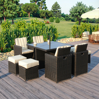 Modernes Luxus-Outdoor-Sofa-Set aus PE-Rattan mit Holz-Metall-Tisch für Hotel, Innenhof und Poolbereich