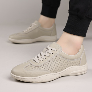 Chaussures basses en maille respirantes et légères pour hommes, style rétro britannique, sport, été, blanc et noir, semelle extérieure en caoutchouc - Product Image 4