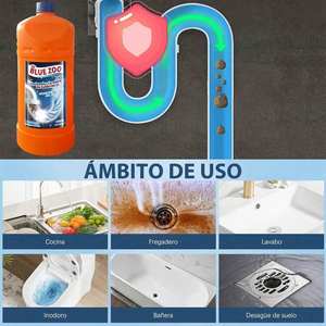 Desatascador de Tuberías Blue Zoo, Gel de 1000 ml, Limpiador de Drenajes de Acción Rápida - Product Image 4