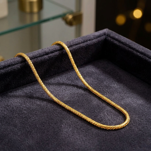Wholesale 14K 18K 24K Micro Gold Plated Spiga Style <b>Chain</b> Necklaces, Luxury <b>Chain</b>, Fashion <b>Chains</b> Necklaces, Brass Gold <b>Chain</b>. - Product Image 2