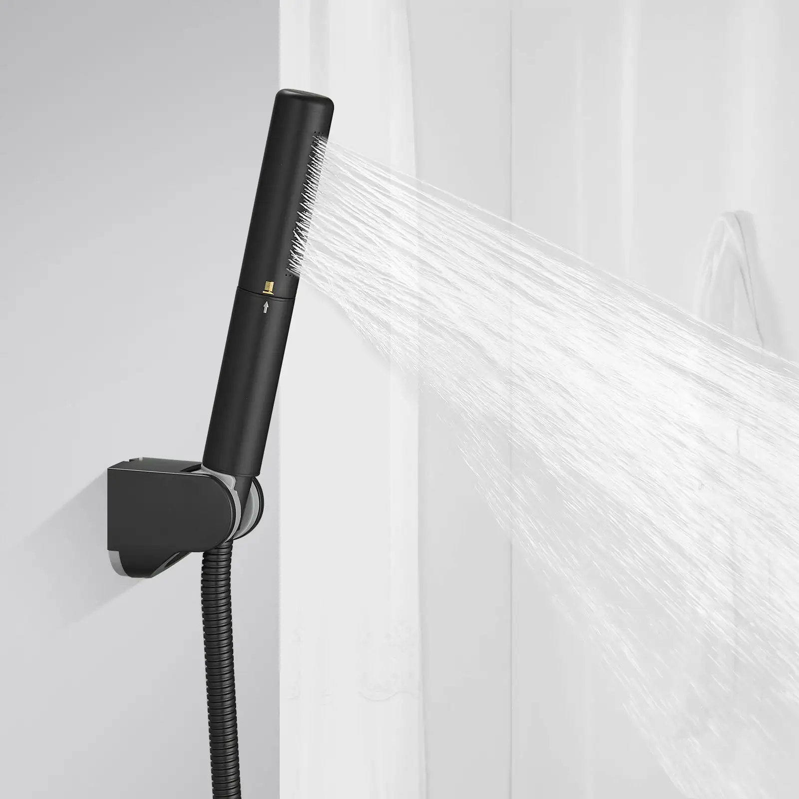 Handheld Shower Wand High Flow pressure round rainfall Shower Wand Matte Black